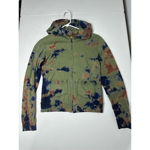 Apple Green Los Angeles Tie Dye Hooded Jacket Full Zip Cotton Size M See Notes - Picture 5 of 11